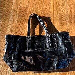 COACH Black Leather Tote Bag